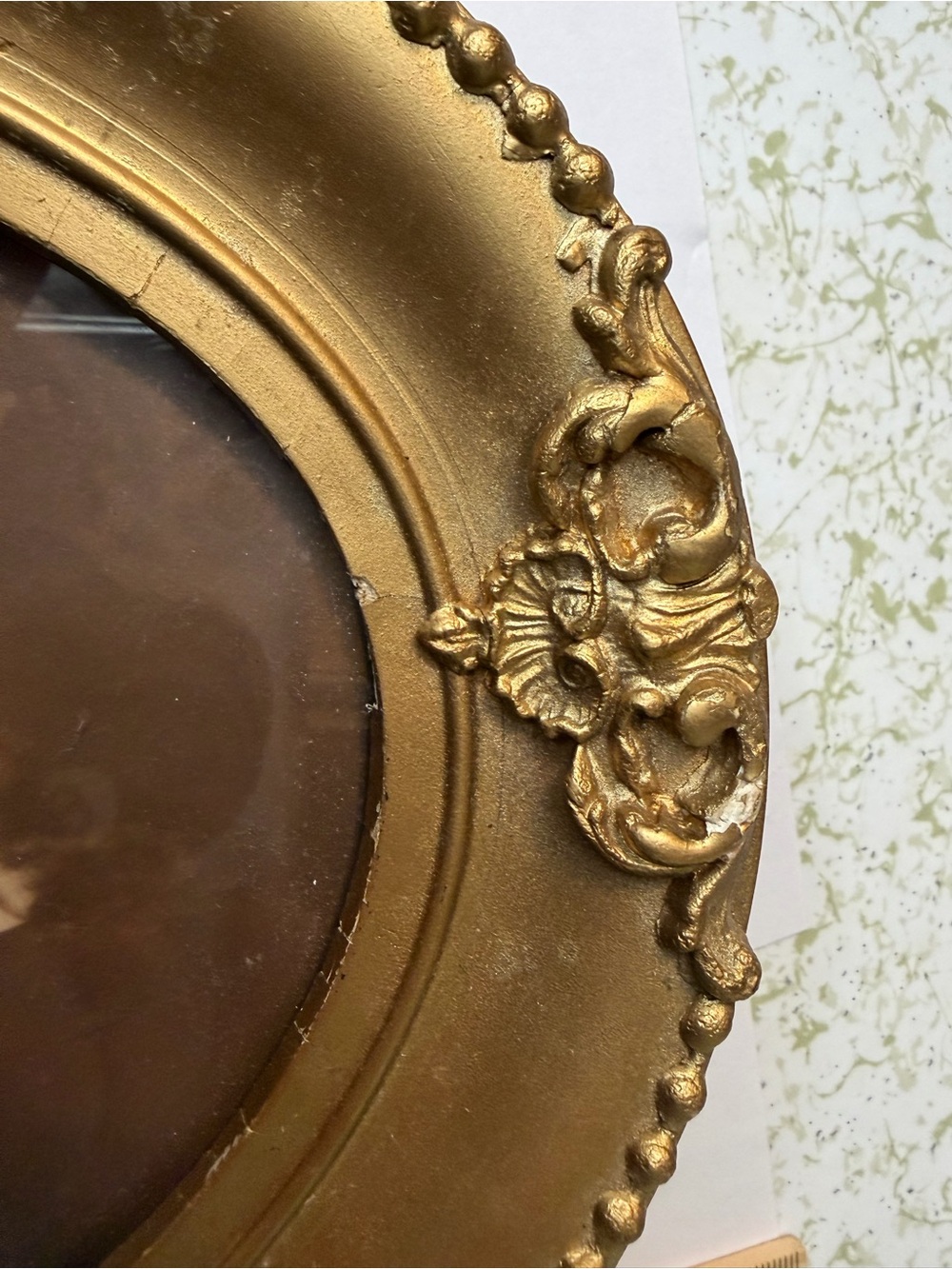Gold Ornate Oval Picture Frame Beaded Gesso Victorian Edwardian Antique - Picture 10 of 15